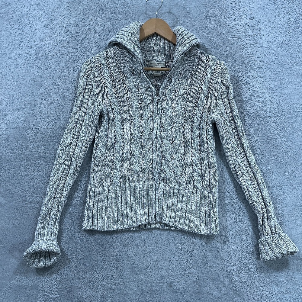 Banana Republic Cardigan Sweater Womens S Gray Cable Knit Long Sleeve Full Zip
